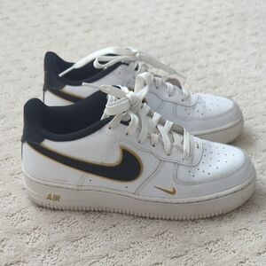 Nike Air Force 1 White Black Gold Sneakers